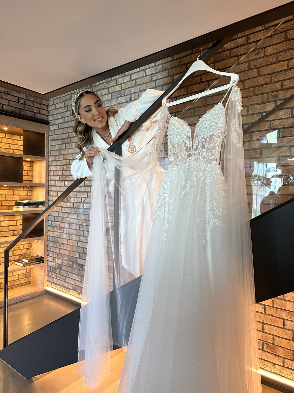 Bride with her wedding gown