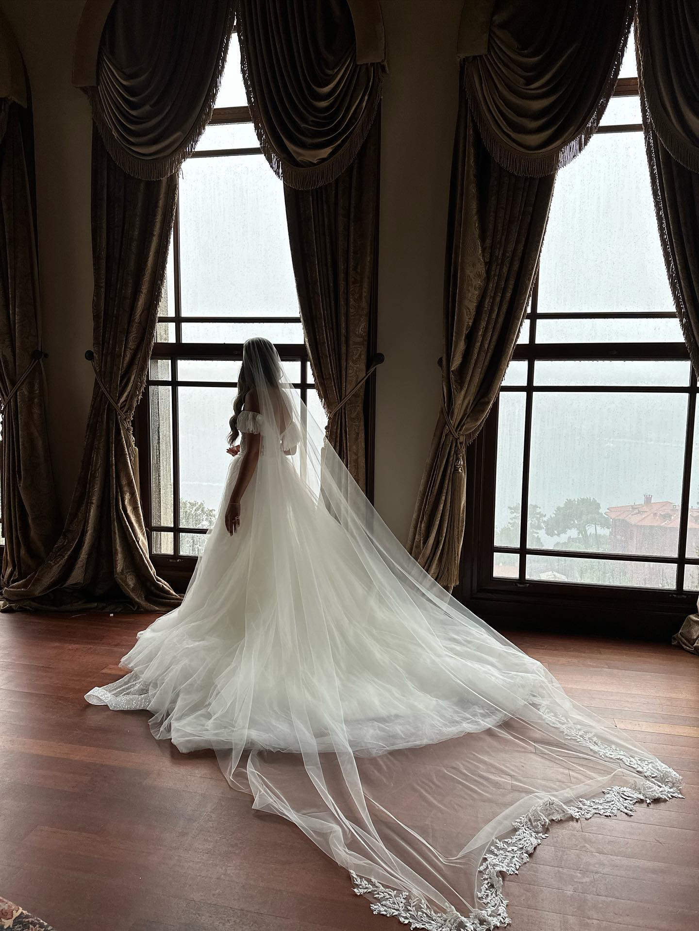 Private bridal fitting in an elegant home setting